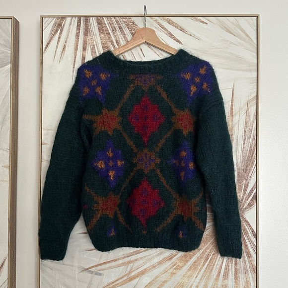 Vintage Sweaters - Vintage Handknit Mohair Wool sweater size medium!